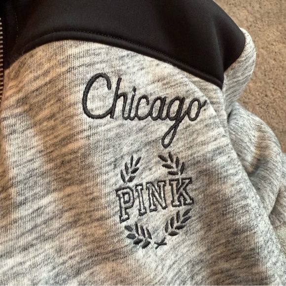 PINK Victoria's Secret Gray Chicago Quarter-Zip Sweater Size XS - Picture 3 of 8